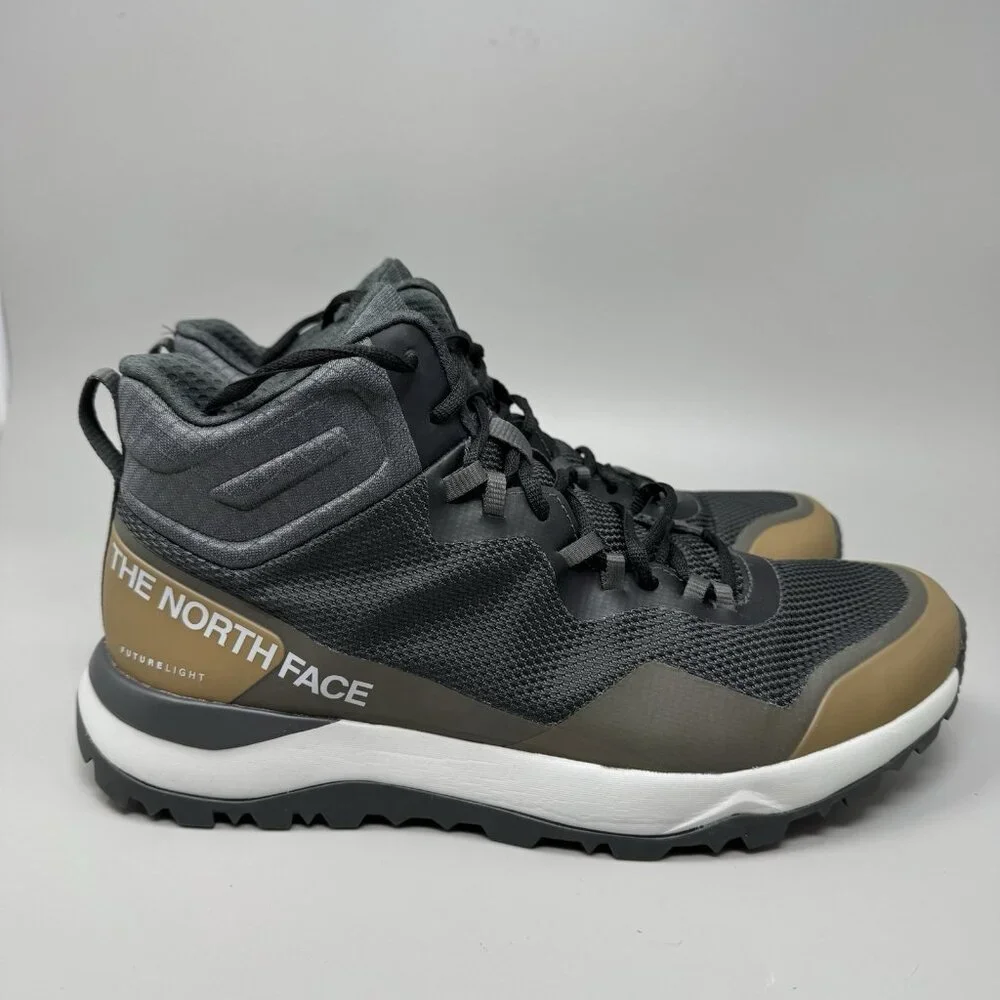 North Face Activist Mid Futurelight Grey Brown Hiking Boot Mens Size 10.5